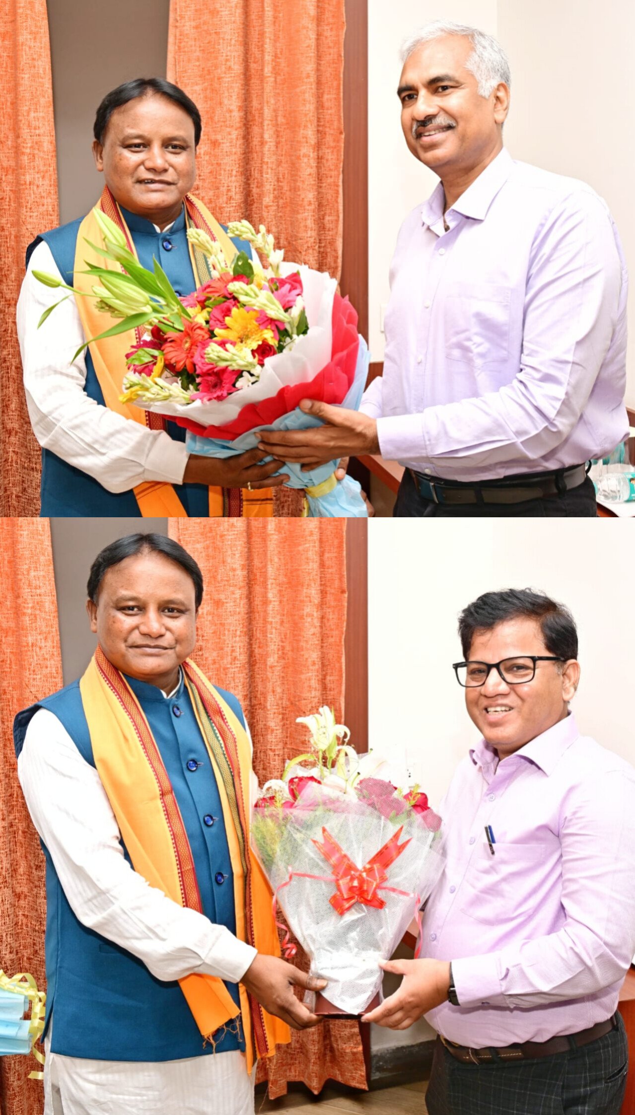 Chief Secretary Manoj Ahuja and ACS Nikunja Bihari Dhal visit Odisha CM