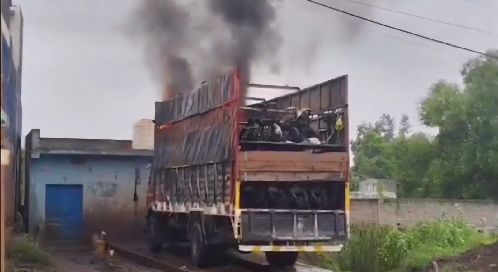 30 scooters destroyed as container catches fire on Chhatrapur Bypass in Ganjam
