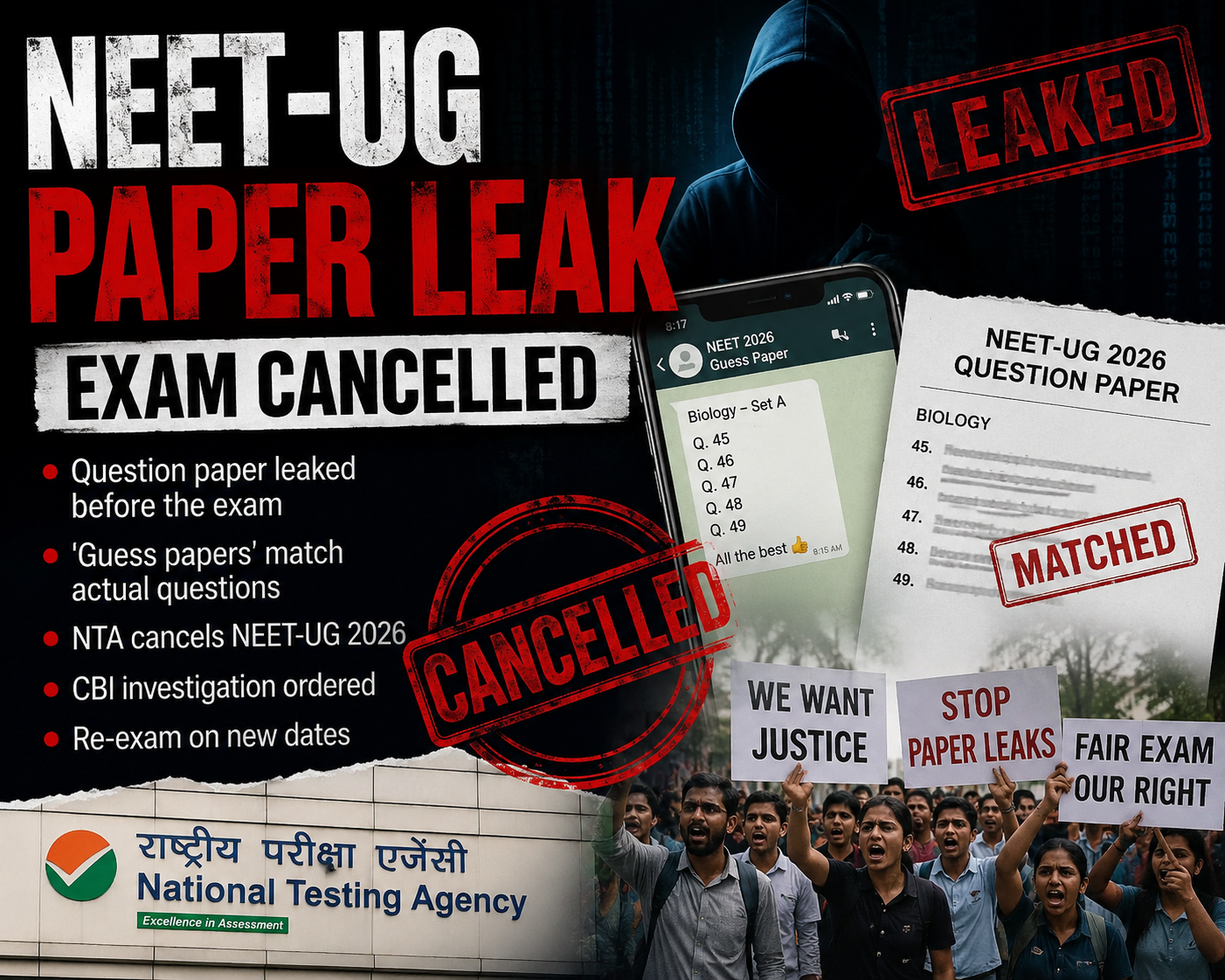 NEET-UG 2026 Cancelled Amid Paper Leak Allegations, Fresh Exam to Be Conducted