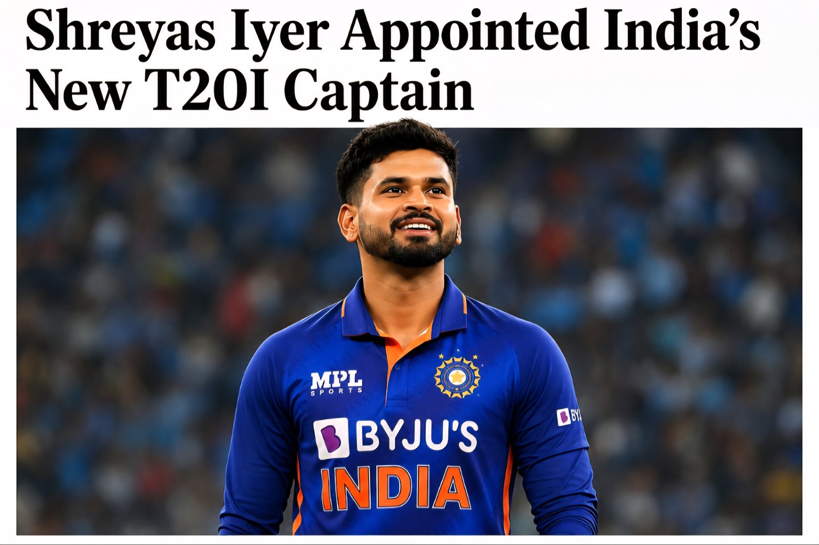 Shreyas Iyer Appointed India’s New T20I Captain Ahead of Ireland and England Tours