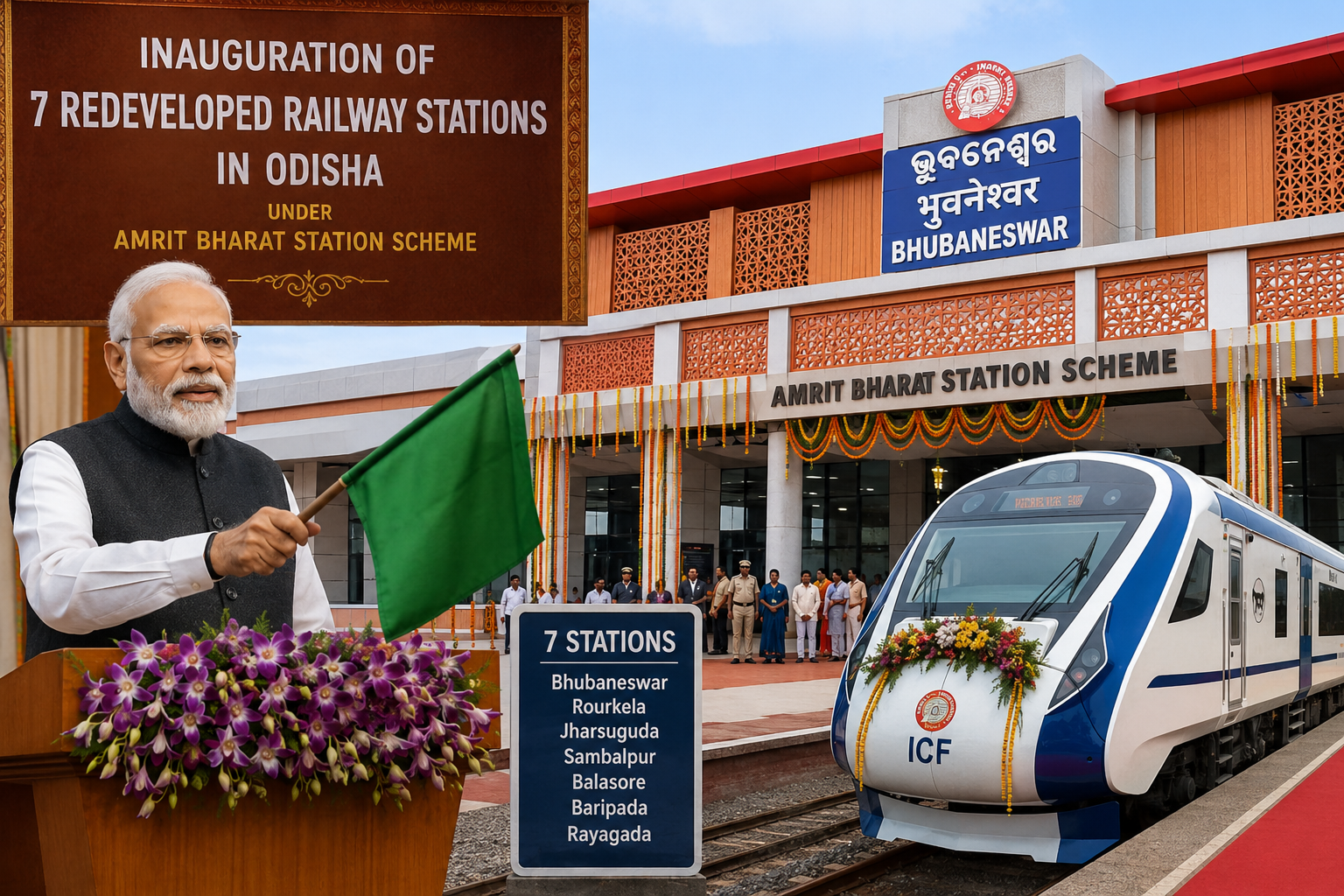 Prime Minister Inaugurates Seven Redeveloped Railway Stations in Odisha Under Amrit Bharat Station Scheme