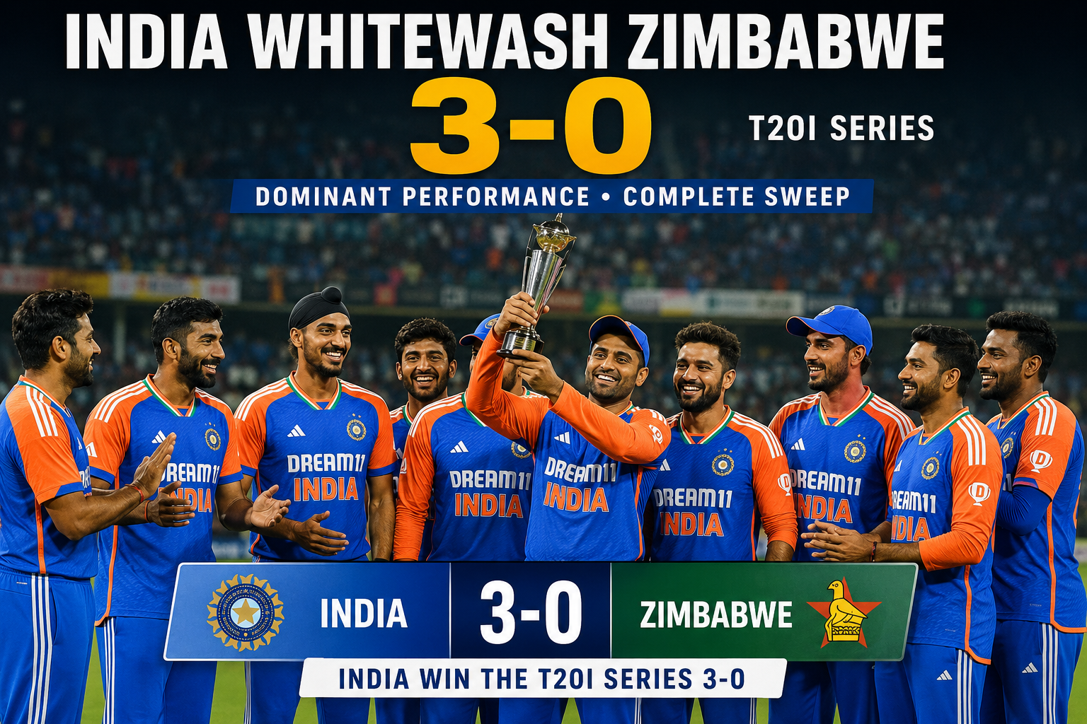 India Whitewash Zimbabwe 3-0, Finish T20I Series in Dominant Fashion