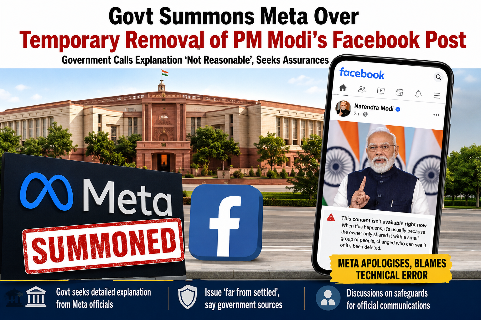 Govt Summons Meta Over Temporary Removal of PM Modi's Facebook Post