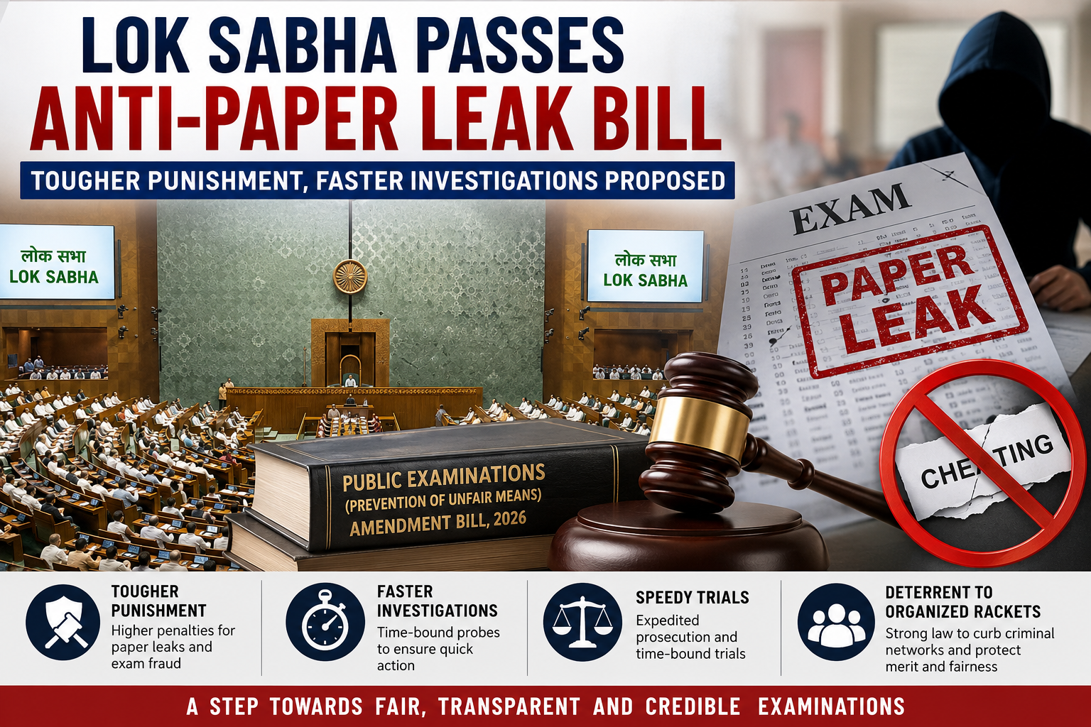 Lok Sabha Passes Anti-Paper Leak Bill, Seeks Tougher Penalties and Speedy Investigations