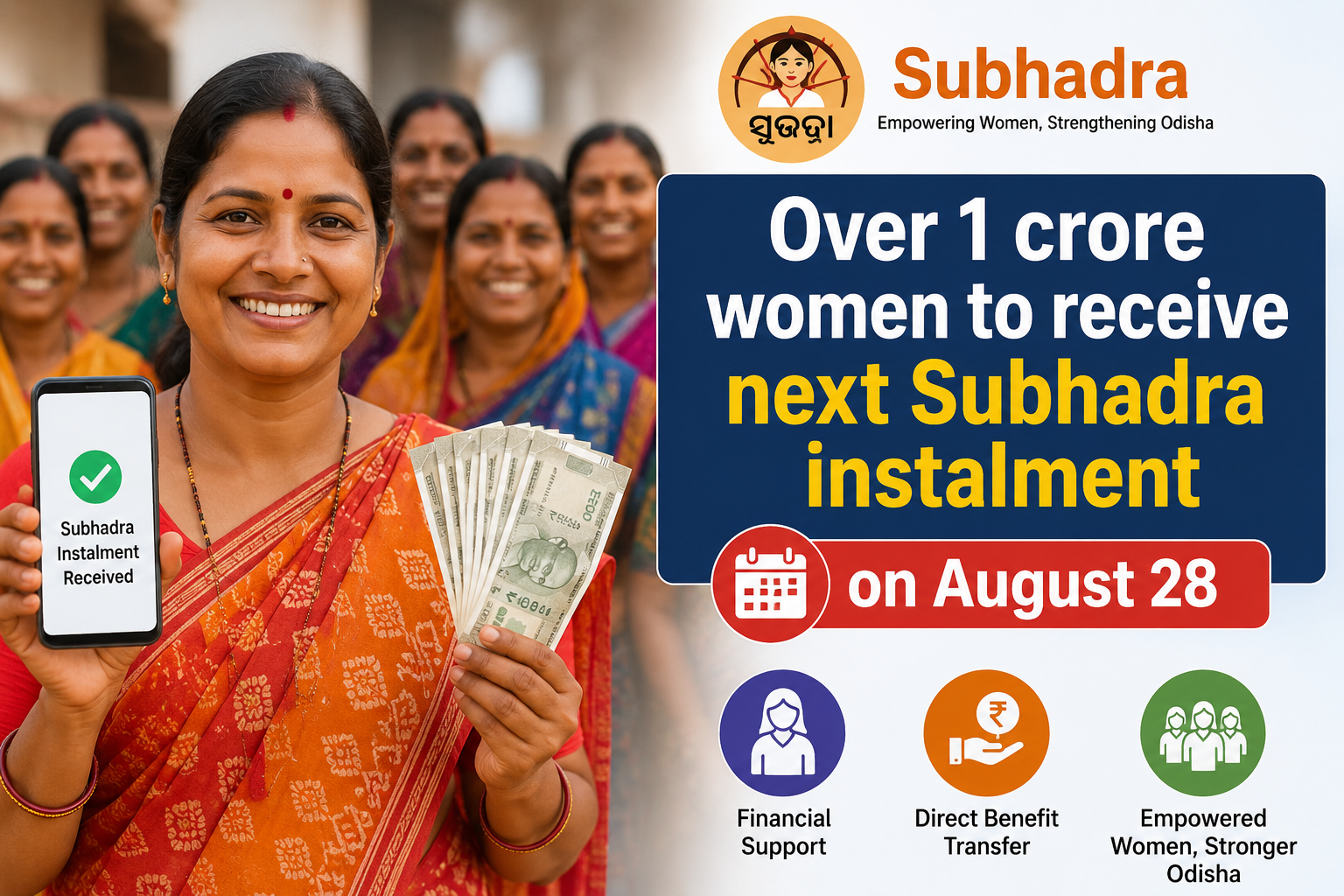 Over 1 crore women to receive next Subhadra instalment on August 28