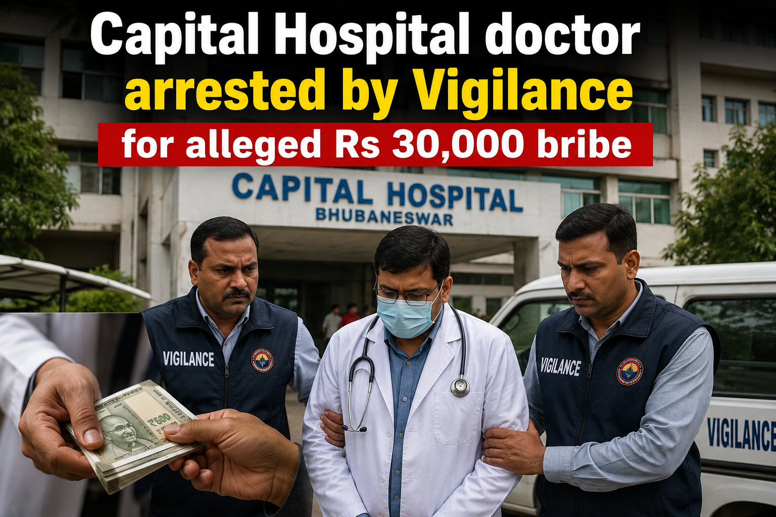 Capital Hospital doctor arrested by Vigilance for alleged Rs 30,000 bribe
