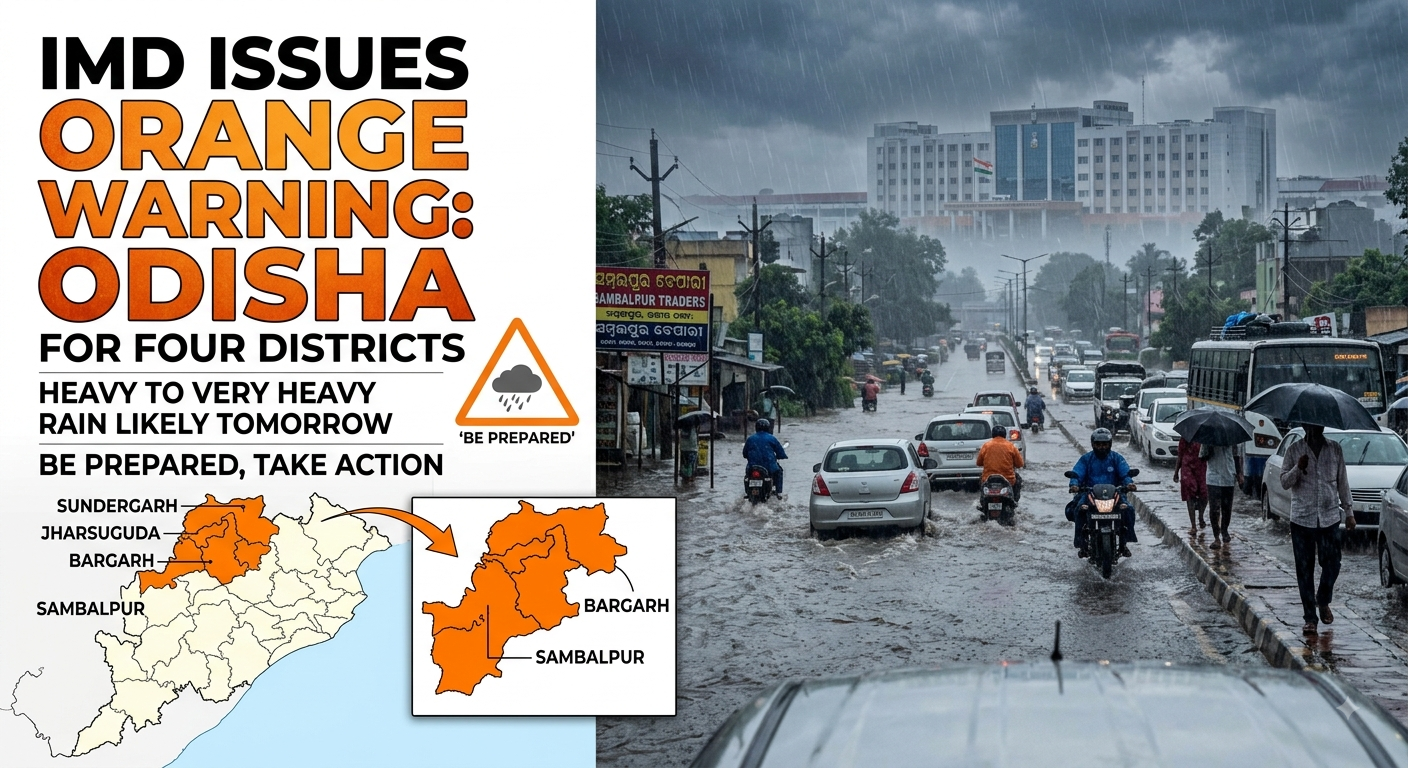 IMD issues orange warning for four Odisha districts, heavy rain likely tomorrow