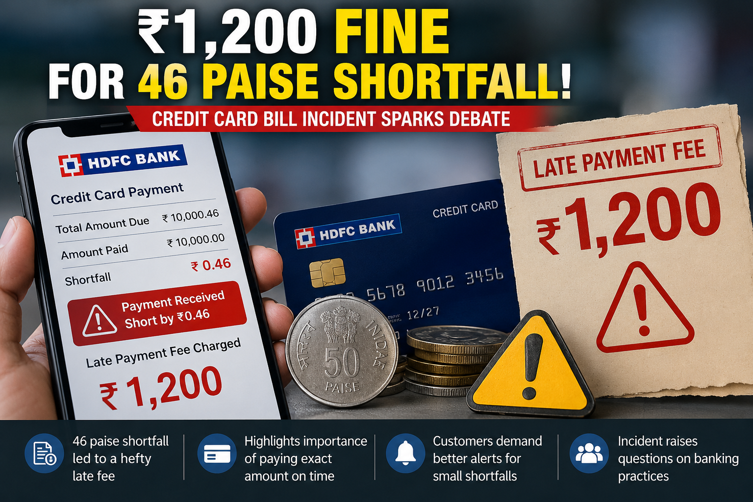 ₹1,200 Fine for 46 Paise Shortfall: Credit Card Charge Sparks Consumer Debate