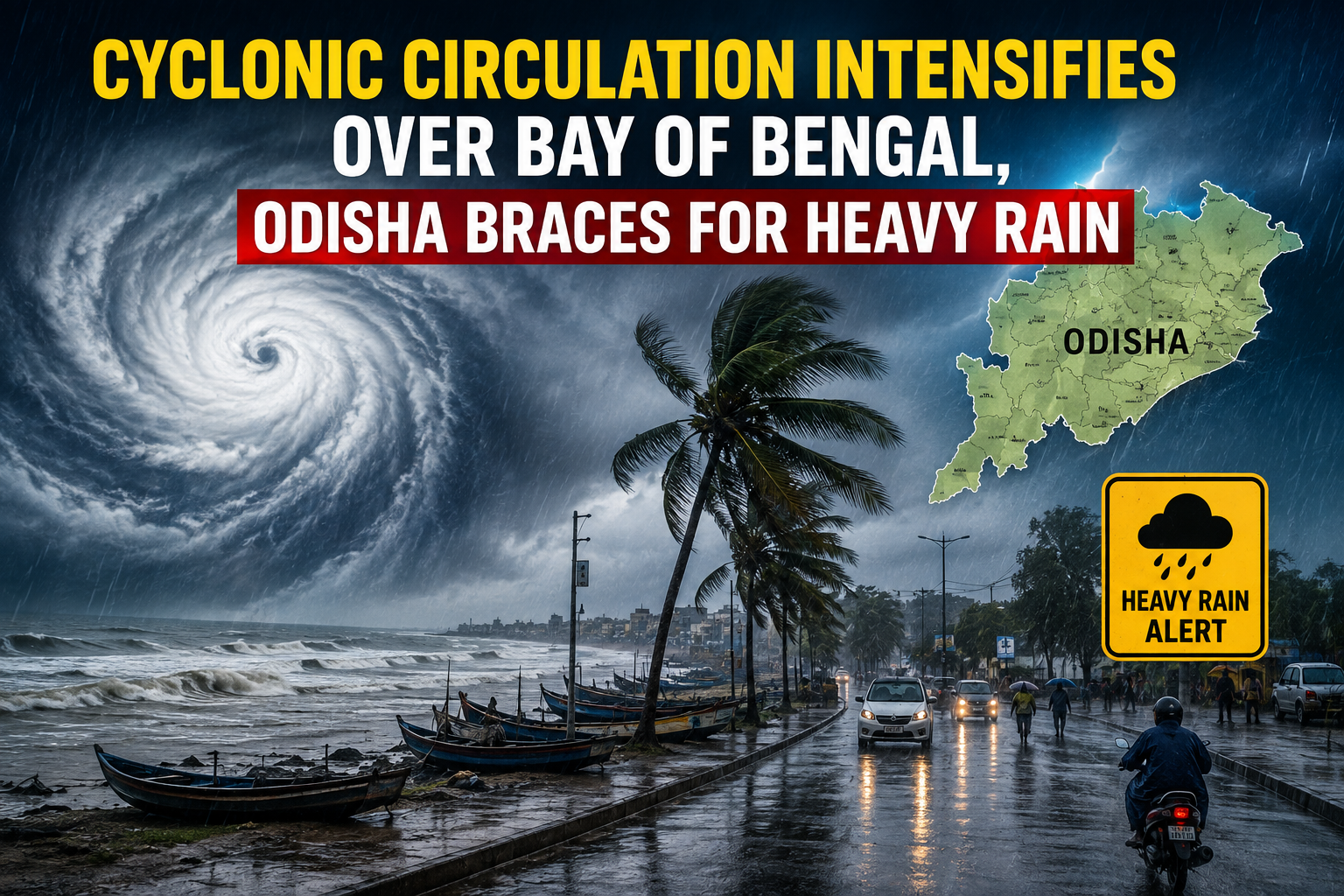 Cyclonic circulation intensifies over Bay of Bengal, Odisha braces for heavy rain