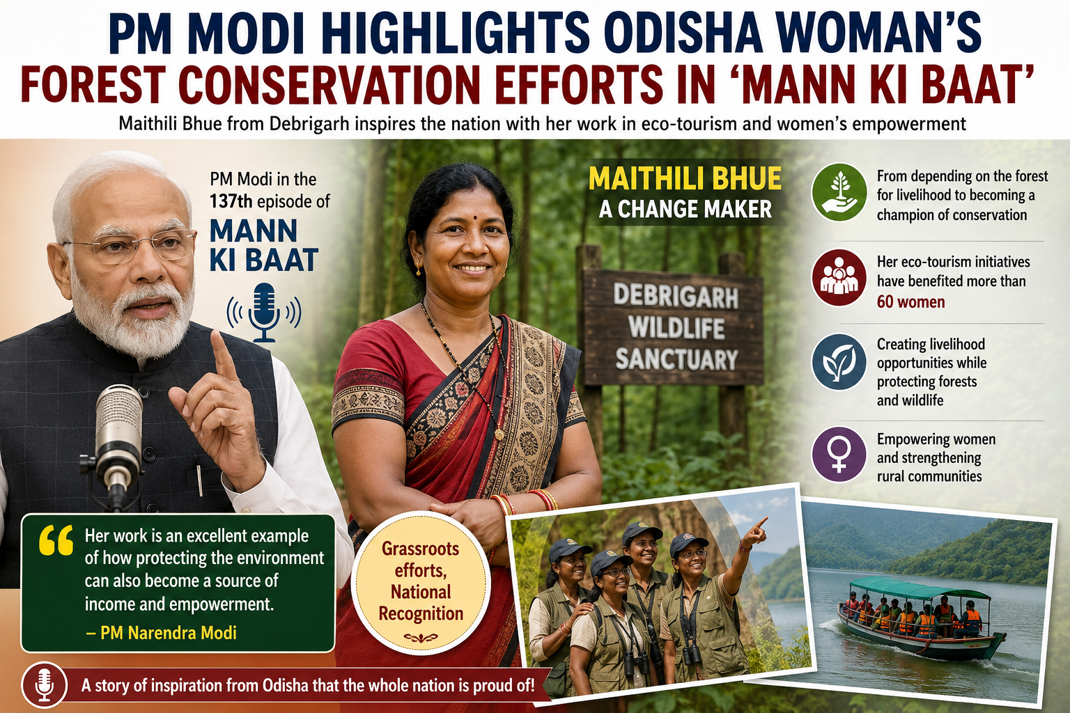 PM Modi Highlights Odisha Woman’s Forest Conservation Efforts in ‘Mann Ki Baat’