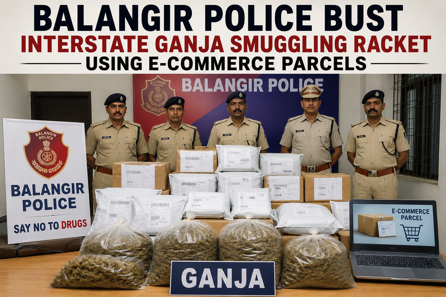 Balangir Police bust interstate ganja smuggling racket using e-commerce parcels