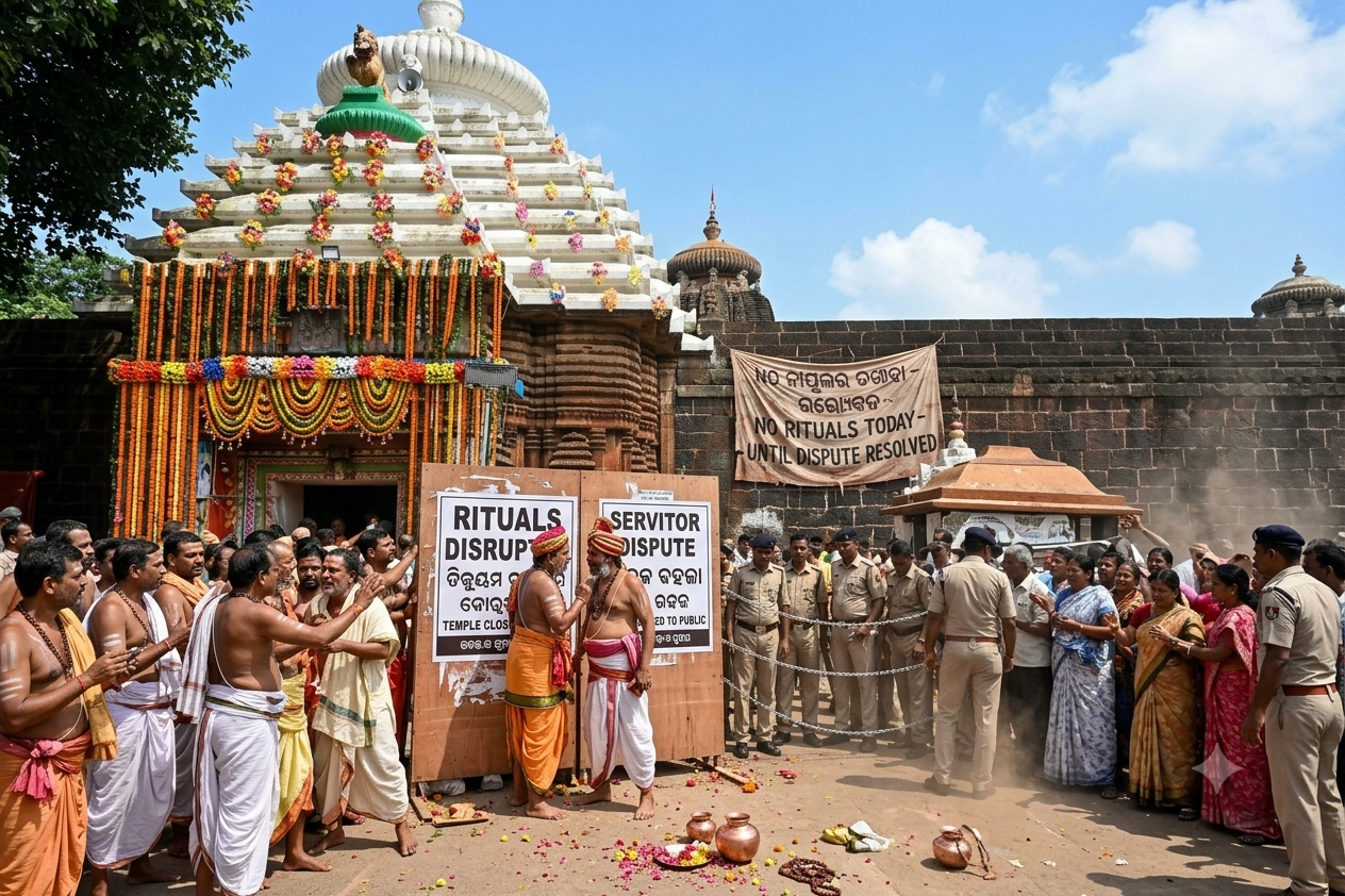 Rituals disrupted at Lingaraj Temple amid dispute among servitors