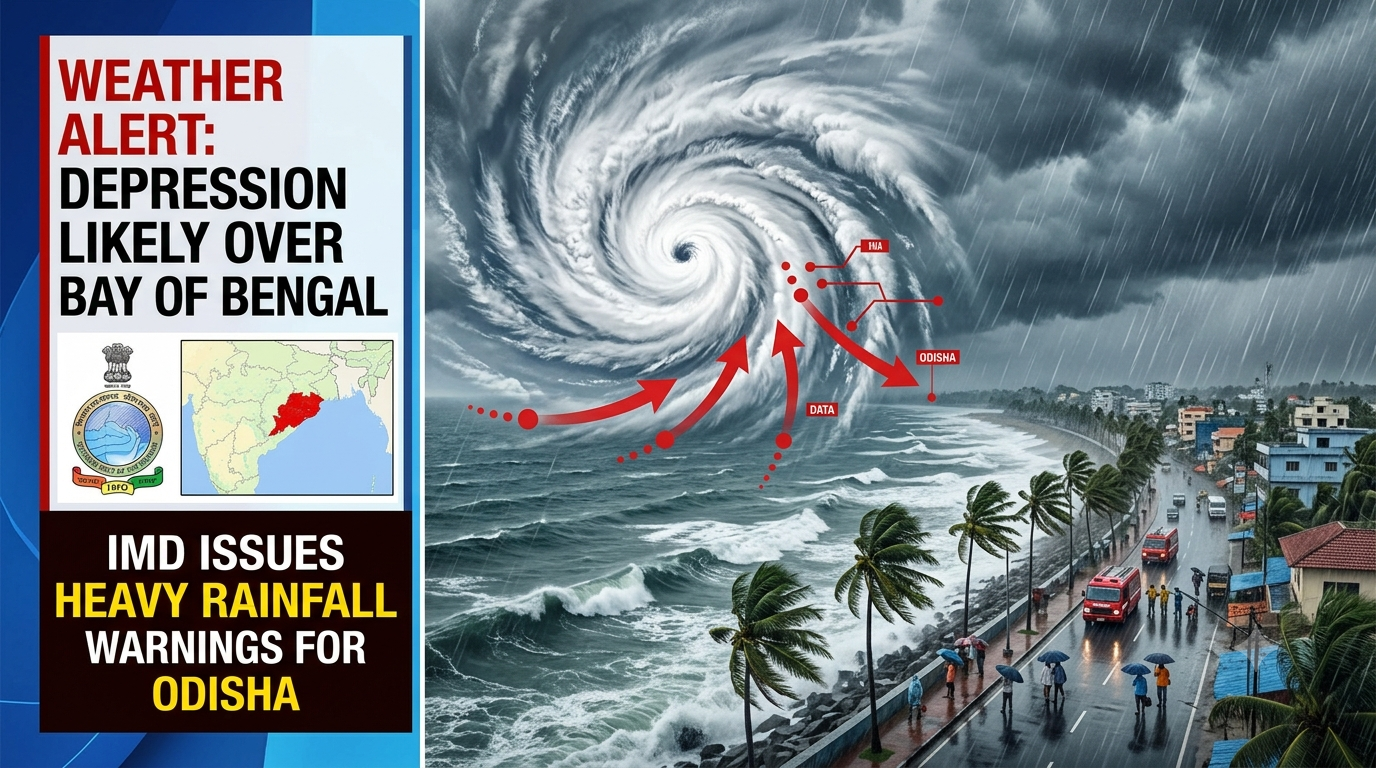 Depression likely over Bay of Bengal; IMD issues heavy rainfall warnings for Odisha