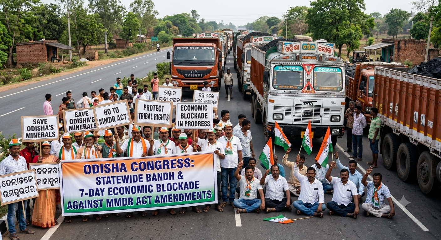 Odisha Congress announces statewide bandh, seven-day economic blockade over MMDR Act