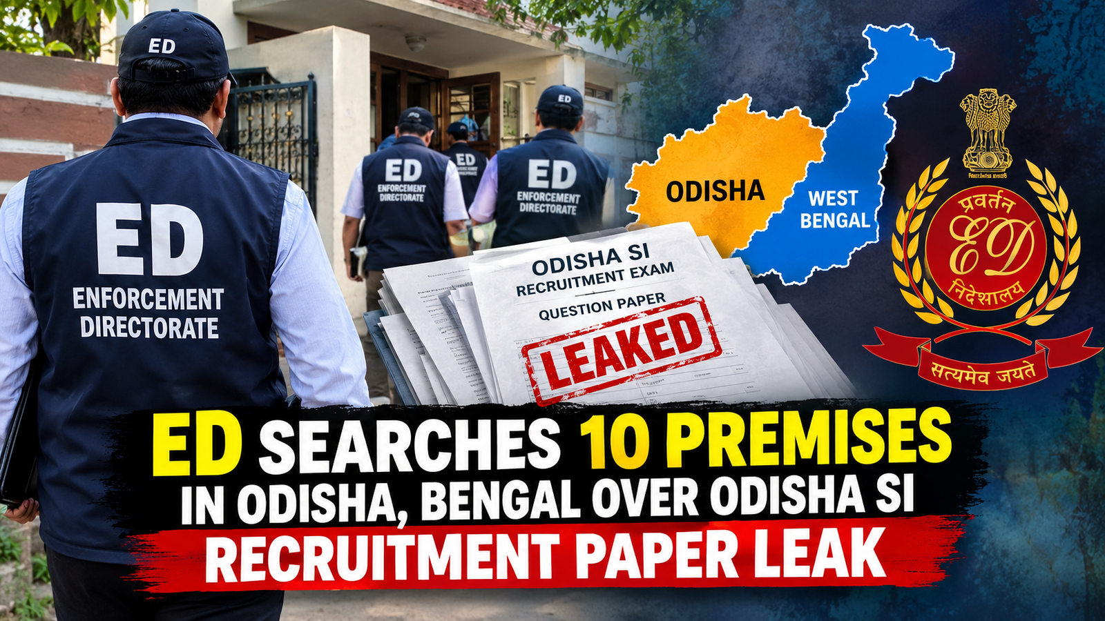 ED searches 10 premises in Odisha, Bengal over Odisha SI recruitment paper leak