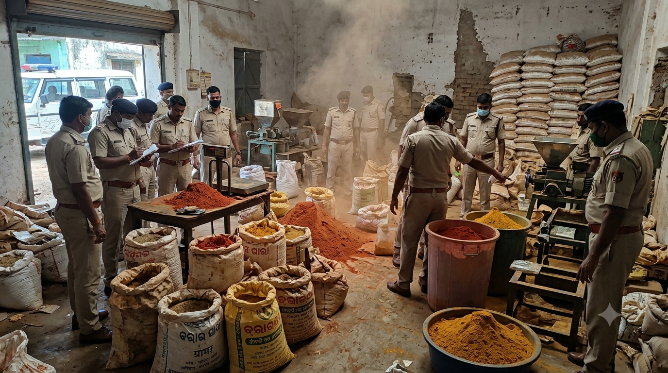 Berhampur Police bust two illegal spice units, seize 3,000 kg of adulterated powder