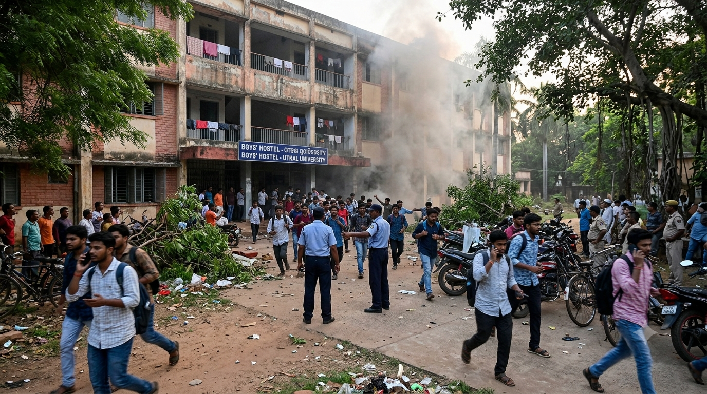 Panic at Utkal University after suspected bombs explode near boys’ hostel