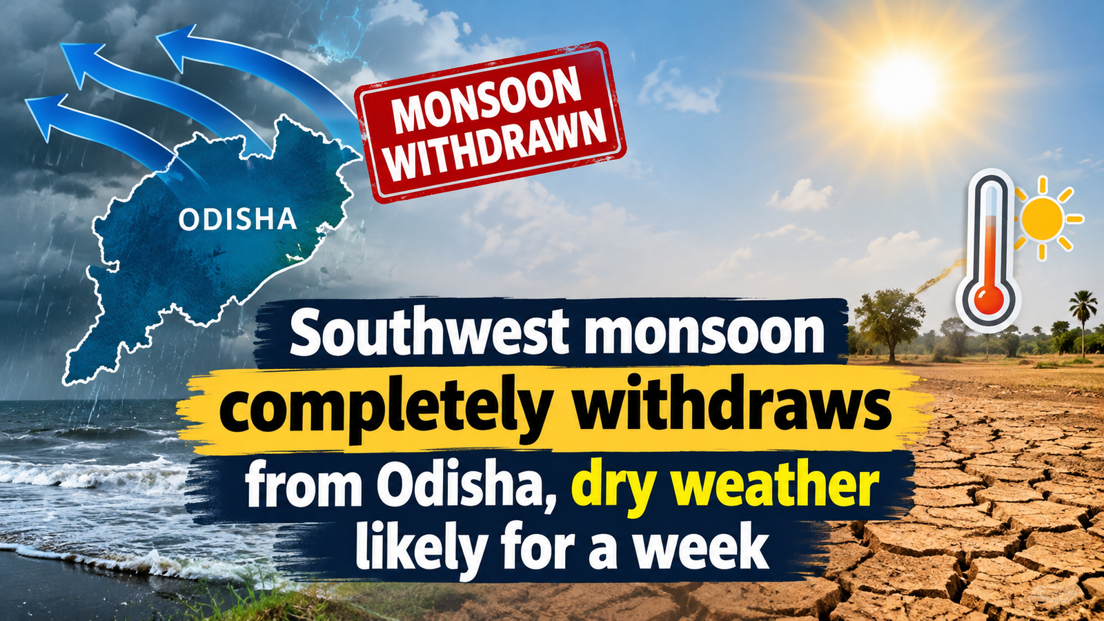 Southwest monsoon completely withdraws from Odisha, dry weather likely for a week