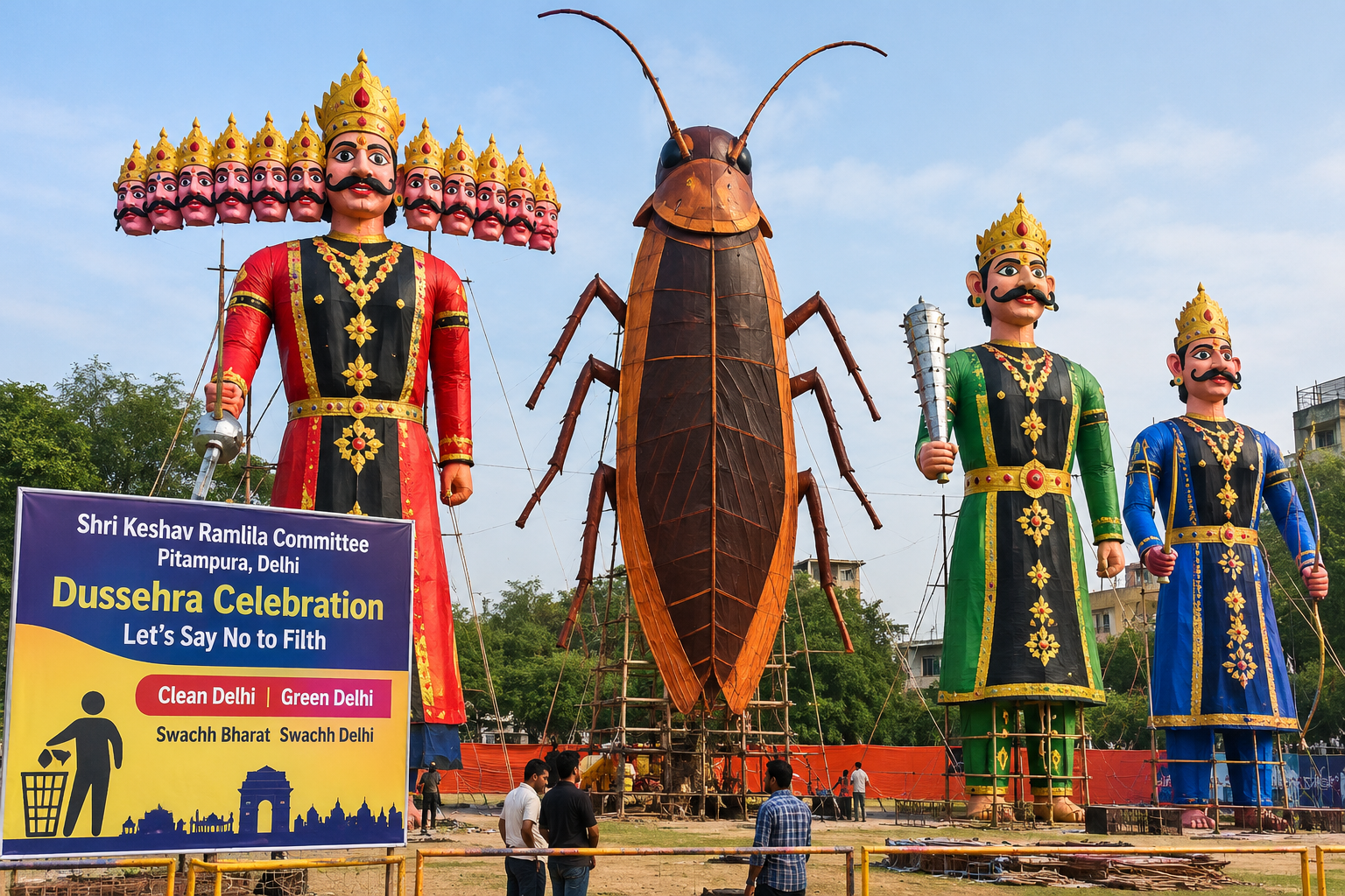 30-Foot Cockroach Effigy to Be Burnt Alongside Ravan at Delhi’s Pitampura Ramlila