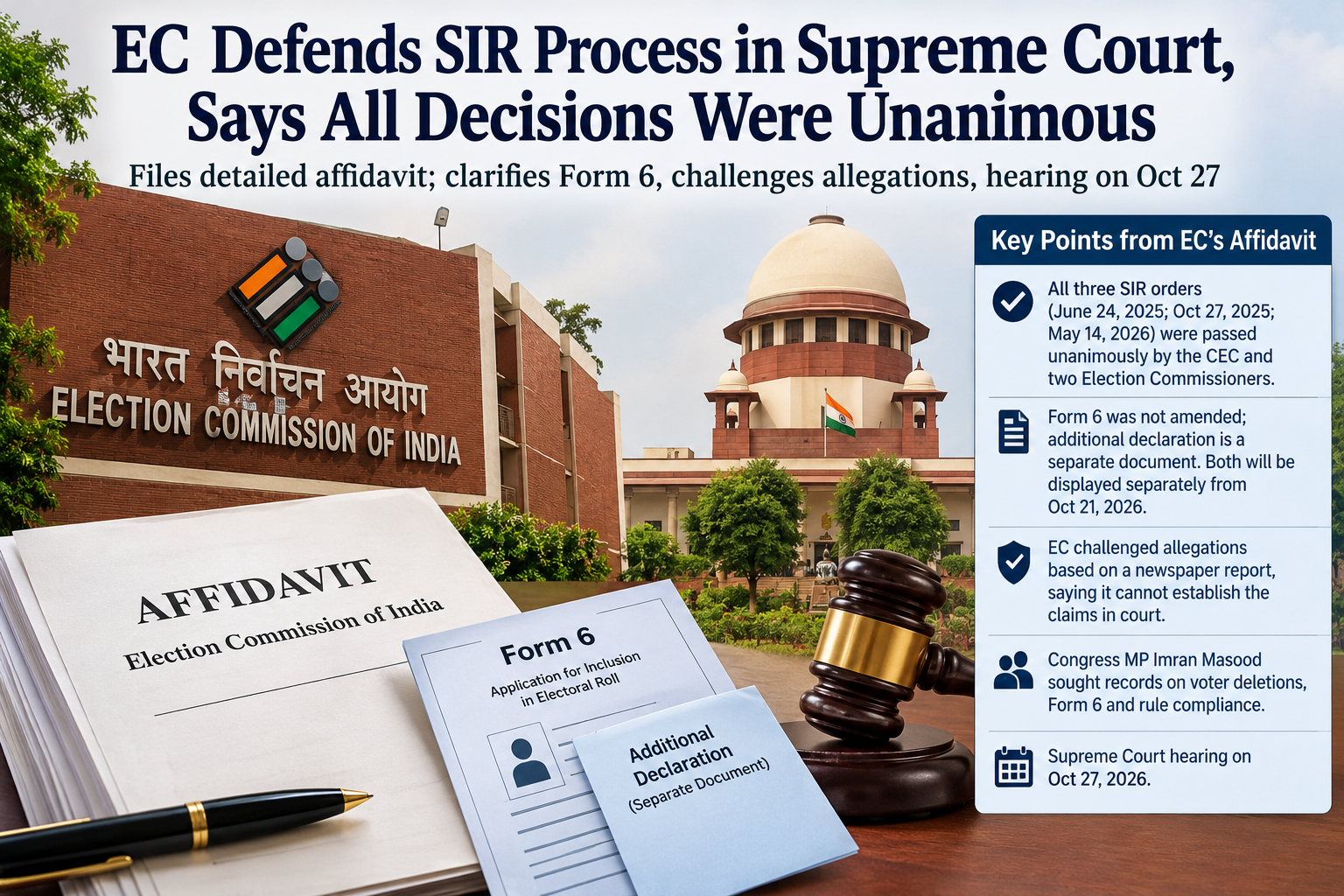 EC Defends SIR Process in Supreme Court, Says All Decisions Were Unanimous
