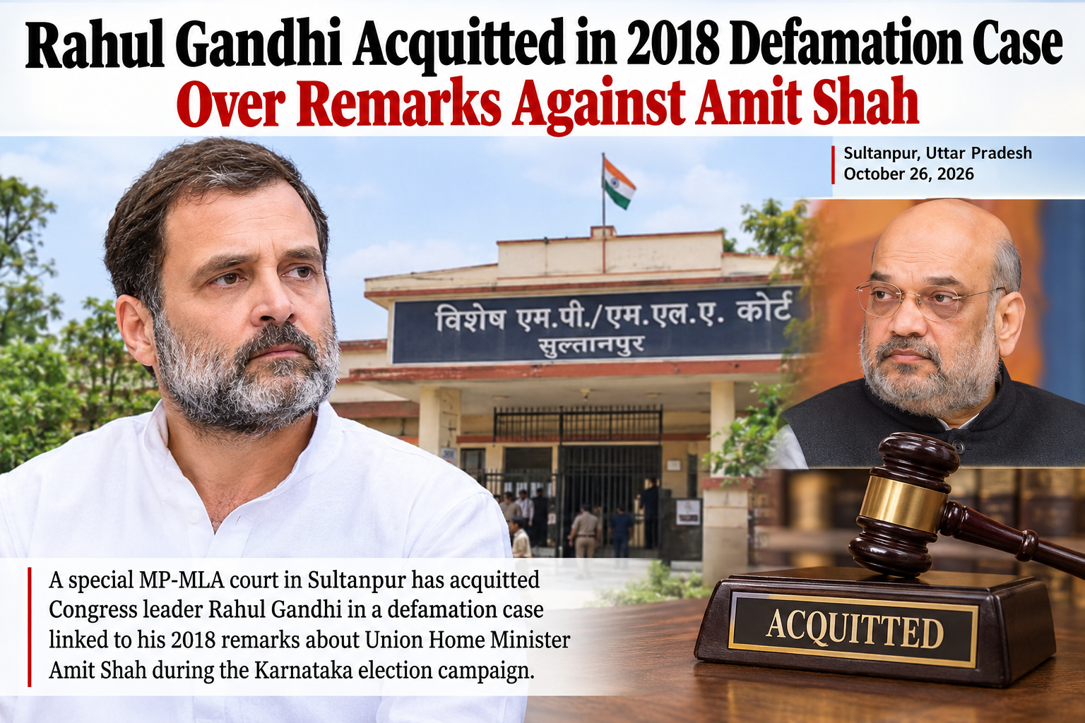 Rahul Gandhi Acquitted in 2018 Defamation Case Over Remarks Against Amit Shah