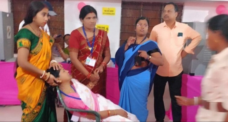 ବୁଥରେ ଉତ୍ତେଜନା ଦେଖି ମହିଳା ପ୍ରିଜାଇଡିଂ ଅଫିସର ଗୁରୁତର