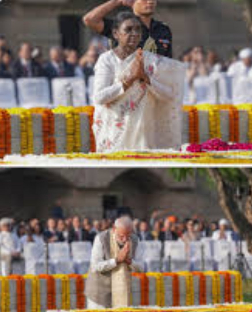 ରାଜଘାଟରେ ଗାନ୍ଧୀ ସମାଧିରେ ଜାତିର ପିତାଙ୍କୁ ଶ୍ରଦ୍ଧାଞ୍ଜଳି ଅର୍ପଣ କଲେ ...